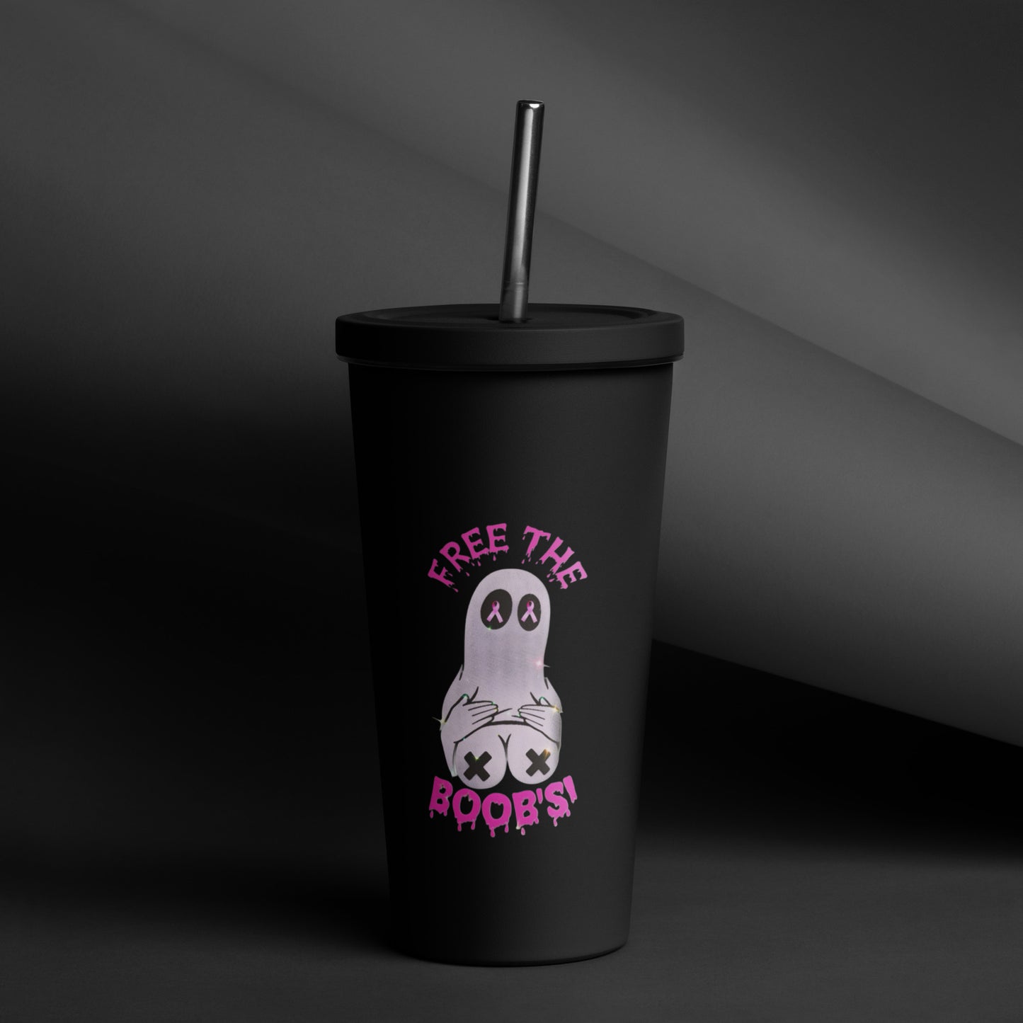 Free the Boobs Insulated tumbler with a straw